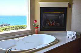 Relax in a two person jetted tub overlooking the ocean and unwind with a complimentary sparkling wine.
